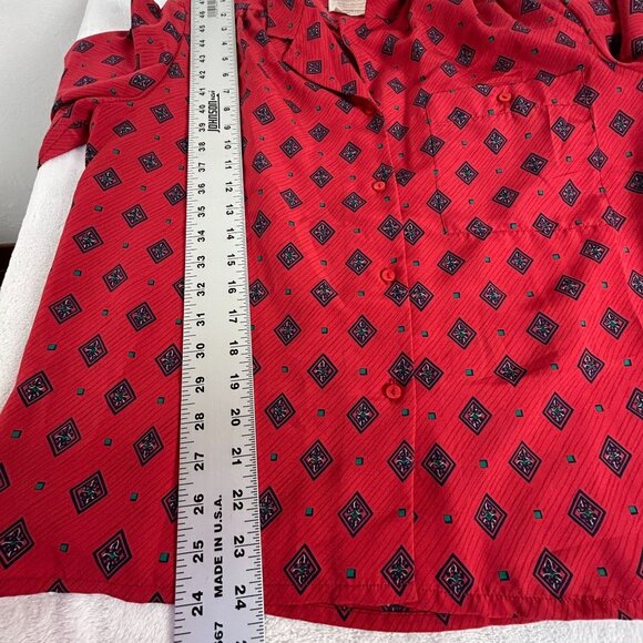 Vintage Pendleton Country Sophisticates Womens Red Geometric Button-Up Blouse - Picture 7 of 7